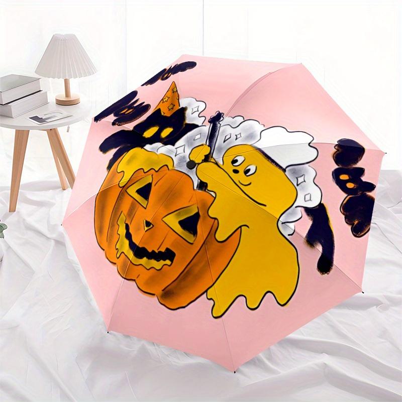 1pc Halloween PumpkinAutomatic Open/close, All-Season Portable Folding Umbrella for Friends, Travel, Everyday, Events - Compact Parasol, Out
