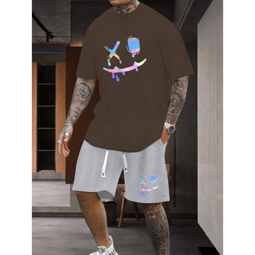 3D Printed Men's T-shirt And Shorts Set Everyday Casual Men's Fashionable Short-sleeved Top Outdoor Street Men's Sports Shorts