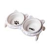 Cervical Protection Ceramic Cat Bowl with Stand Double Bowl Cat Feeding Dish  Water