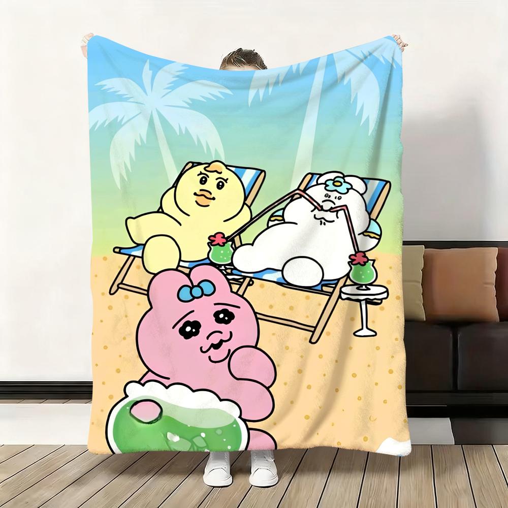 Throw Flannel Fluffy Cute Soft O-Opanchu Blanket Warm Skin-Friendly Bunny Cartoon Throw Usagi For Sofa Bed Office Nap Winter