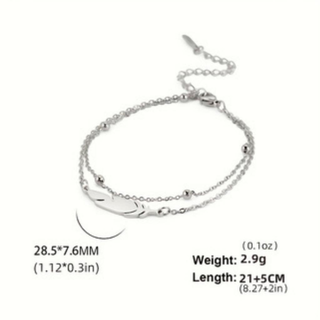 1PC Bohemian Style Chic Ankle Feather Ankle Chain Stainless Steel Beach Style Fashionable Summer Foot Beach Jewelry