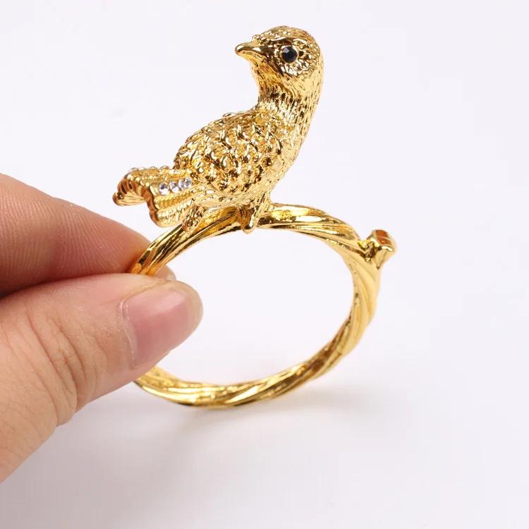 12pcs Plated Metal Golden Bird Model Room Napkin Buckle Hotel Napkin Ring Napkin Ring