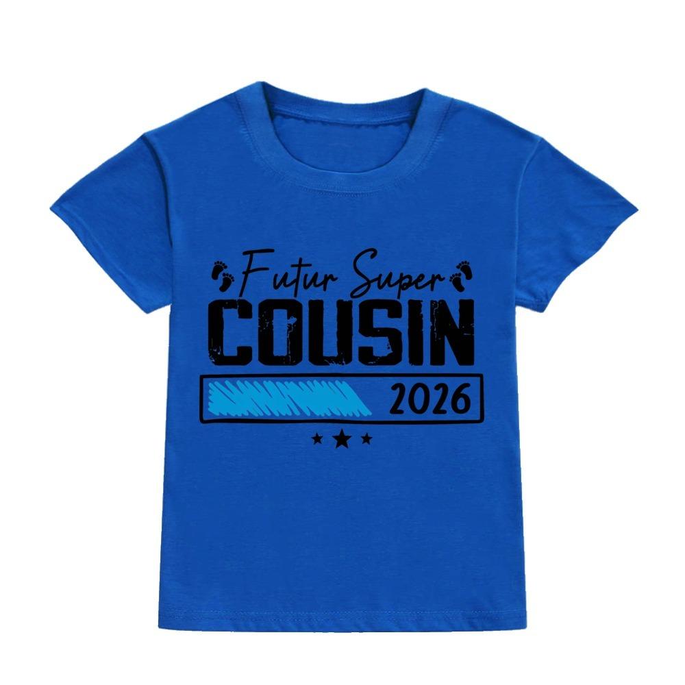 Feture Super Cousin 2026 Kid Tshirt Casual Short Sleeve Child Tee Tops Round Neck T Shirt Pregnancy Announcement