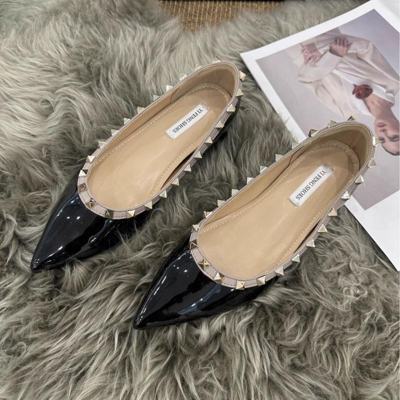 Single Shoe Women's Spring-autumn New Style Pointed-toe Versatile Low-heeled Shoes