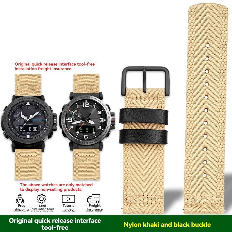For Casio PROTREK Series PRG-601 PRG-600 PRG-650 PRW-6600Y GA2200 Breathable Nylon Canvas Strap 24mm Quick Release Wristband