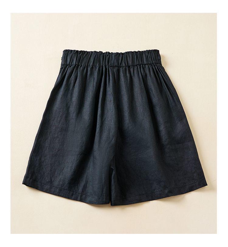 Plus Size Retro Solid Color Cotton Wide Leg Capris - Casual Linen Shorts for Women