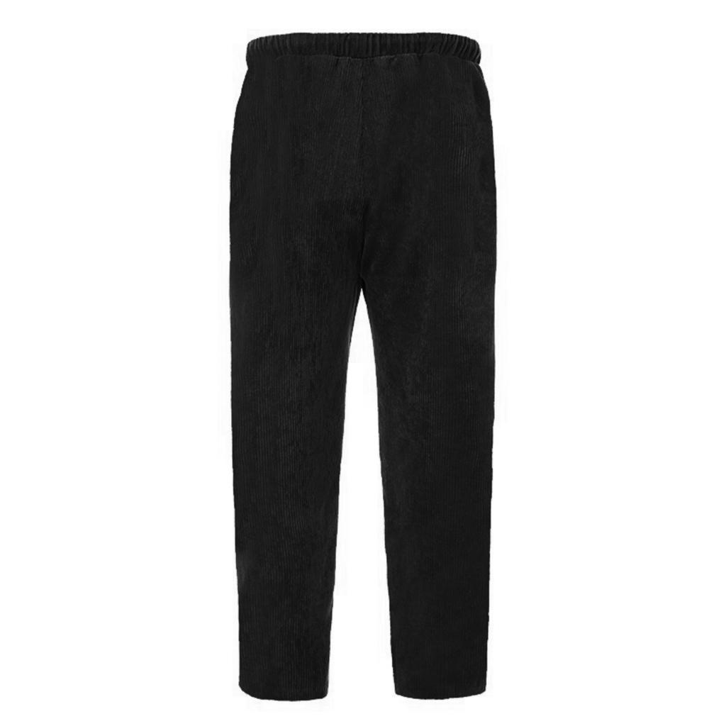 Men's Casual Loose Corduroy Drawstring Waisted Flat-leg Nine-inch Pants