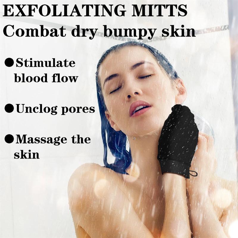 Frosted Exfoliating Gloves Back Frosted Dead Skin Facial Massage Gloves Durable Black Deep Cleaning Towels Shower