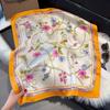 Wind Scarf Square Scarf Simulation Silk 70Cm Retro Cashew Print Literary Headband Suit With Decorative Scarf