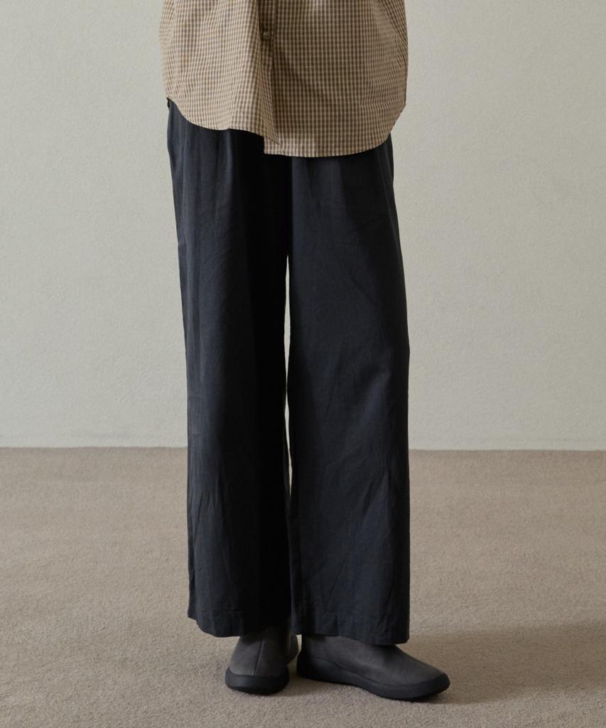 WIOE Pintuck Cotton Wide Pants_Charcoal