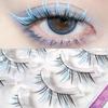 Set of Five Dreamy Ice Blue & Black False Eyelashes: Natural Flow, Realistic, One-Piece Fairy Cosplay Lashes