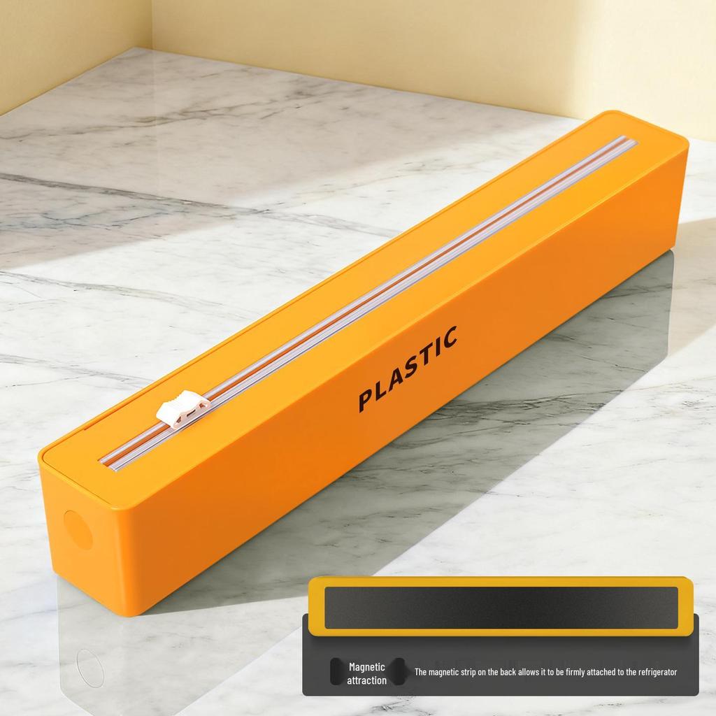 Wall-Mounted Magnetic Cling Film Cutter with Suction Cup & Two-Way Sliding Blade for Foil and Baking Paper