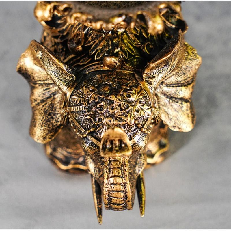 Lucky Antiqued Elephant Candle Holder Animal Statue for Desktops Centerpieces