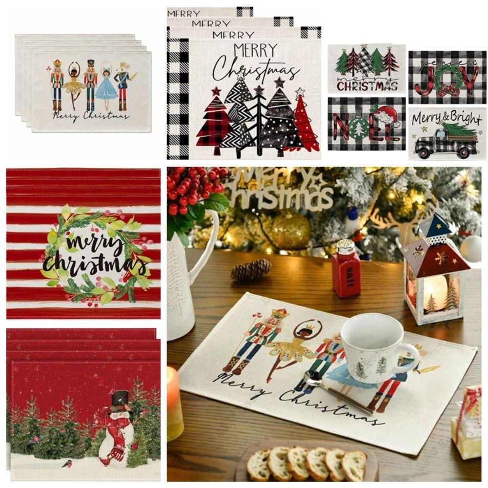4 Pcs Durable Nutcrackers Christmas Placemats Soft Tablecloth Christmas Decorations