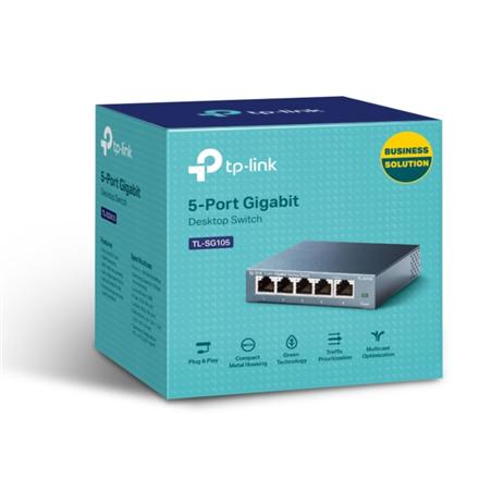TP-Link TL-SG105 5-Port Metal Gigabit Switch - Pepna - Nezen - 5 X 10/100/1000 - Desktop