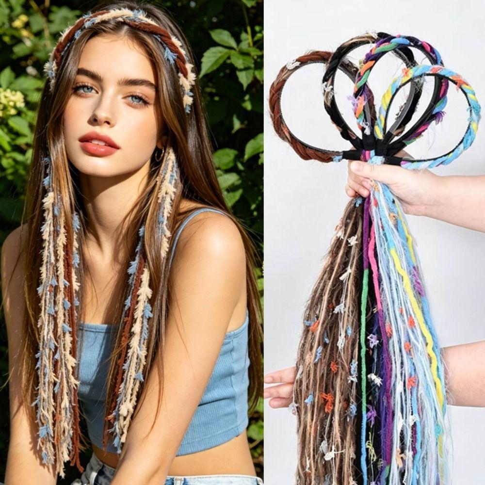 Elegante Kopfbedeckung Vintage Haarreif mit Anhänger Boho farbiges Seil Stirnband Tägliches Tragen