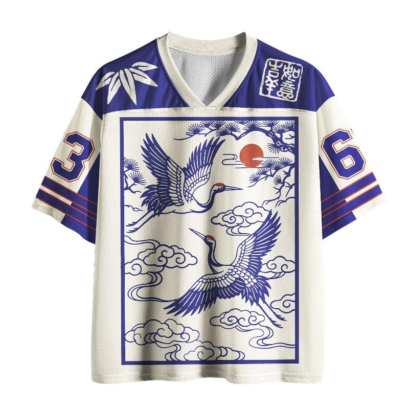 

2026 New Sports Short Sleeved Shirt, V-neck Short Sleeved T-shirt, Sports Fashion 3D Printed Quick Drying Fun Mesh Jersey S