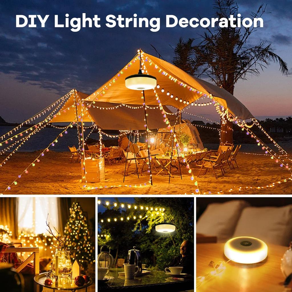 Multifunctional 4 In 1 Design Camping Light String USB Rechargeable Outdoor Tent Decor Light XTE LED Flashlight with Magnet Hook