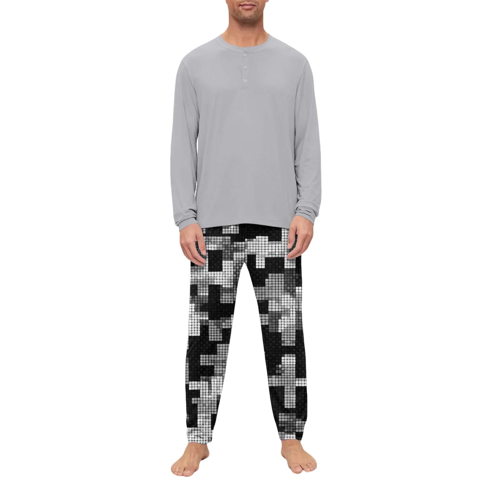 

Мужской пижамный комплект, с длинным рукавом и длинными брюками, двухпредметный комплект L