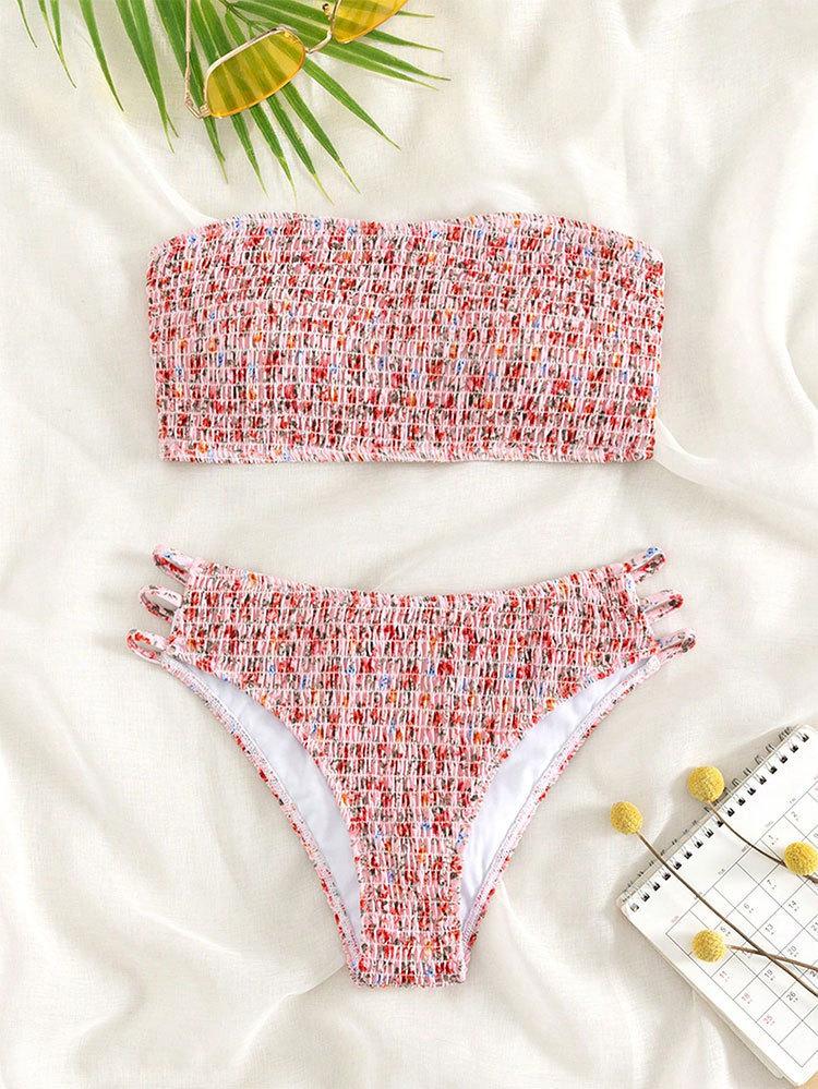 TS JYL-SW133 Floral Bandeau Bikini, Two-Piece Fashion Swimwear For Hot Spring L