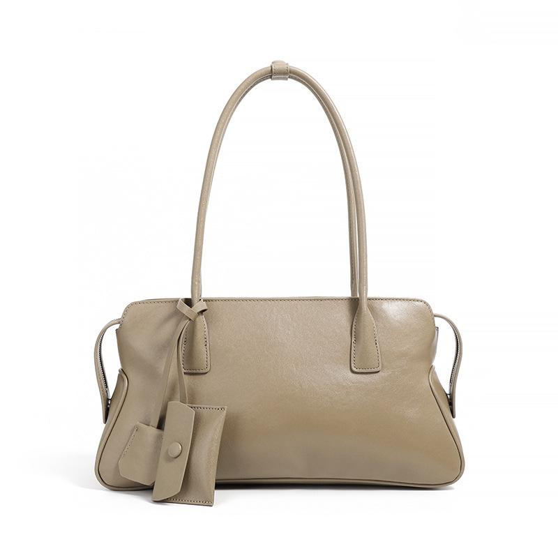 Vintage Trendy Single-Shoulder Underarm Niche Genuine Leather Bag for Women, 2025 New Model, Vegetable-Tanned Cowhide Handheld Pillow Bag