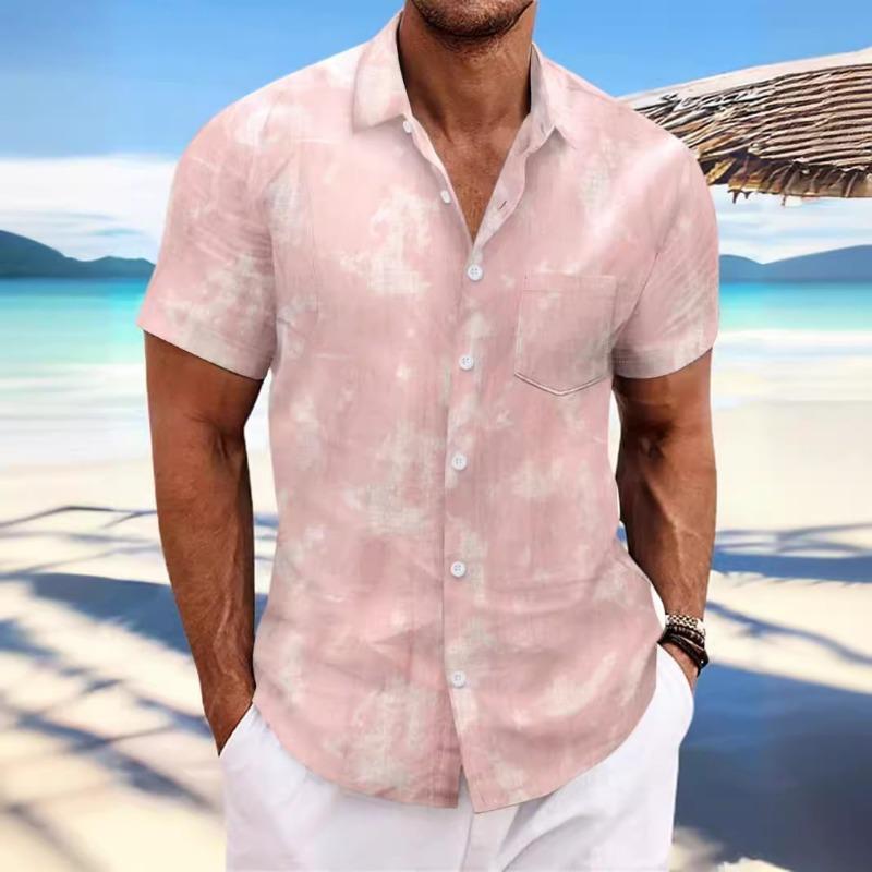 Summer New Tie-dye Lapel Short-sleeved Men's Beach Casual Sports All-match Shirt