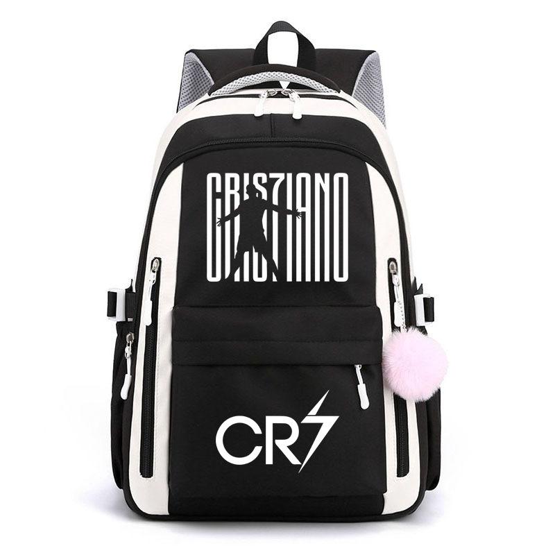 Football Star Cute Backpack Cr7 Primary And Secondary School Student Schoolbag Color Matching Waterproof And Wear-Resistant Backpack