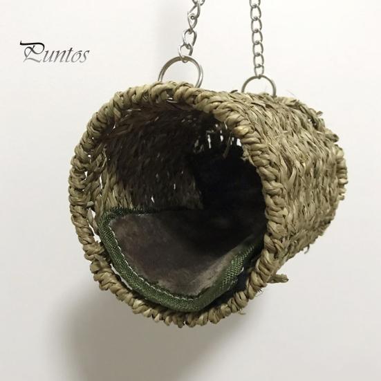 Sleepingnest Winter Warm Natural Grass Tunnel Hammock Bed with Mat for Sleeping Bird Tunnelcage
