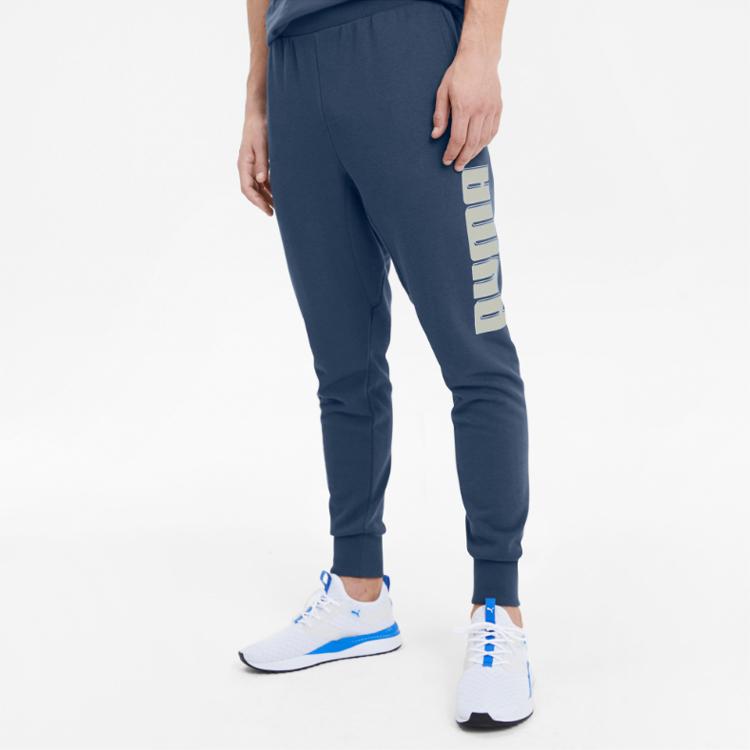 Puma Rebel Logo Print Joggers Men Bottoms Deep-Denim-Blue 582765-43