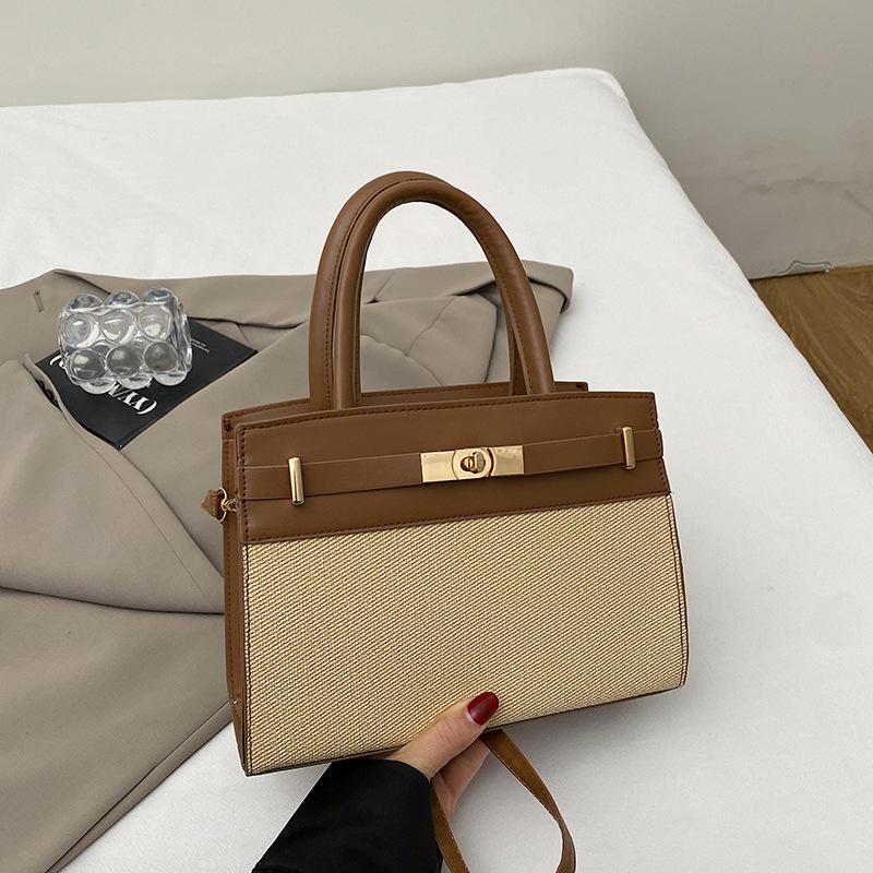 Fashion autumn new handbag simple foreign texture shoulder bag casual retro contrasting color messenger women's bag