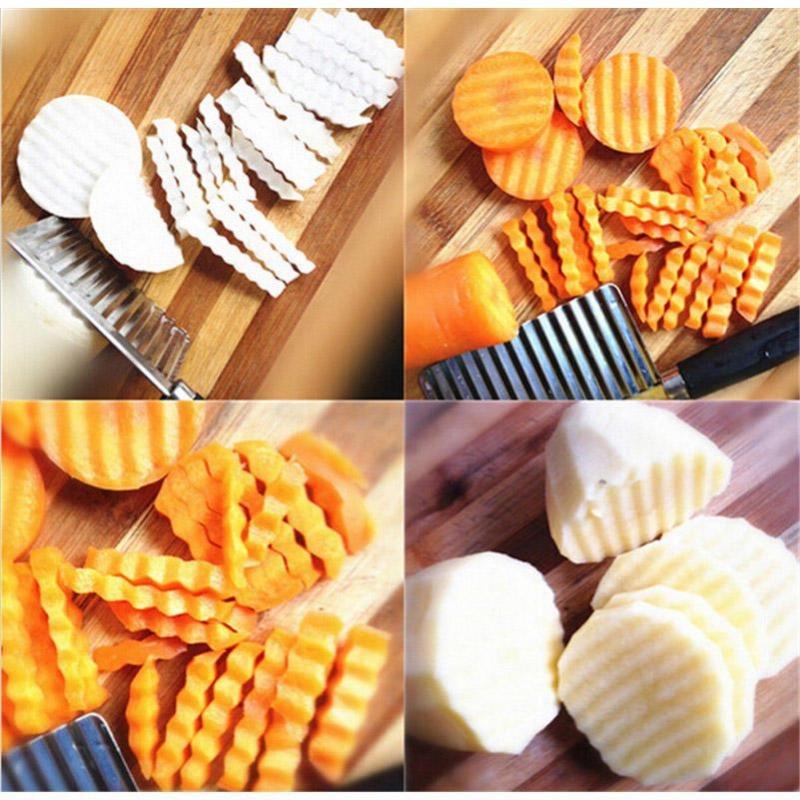 1Pc Vegetable Cutter Stainless Steel Potato Wavy Edged Cutter Knife Gadget Potato Cutter