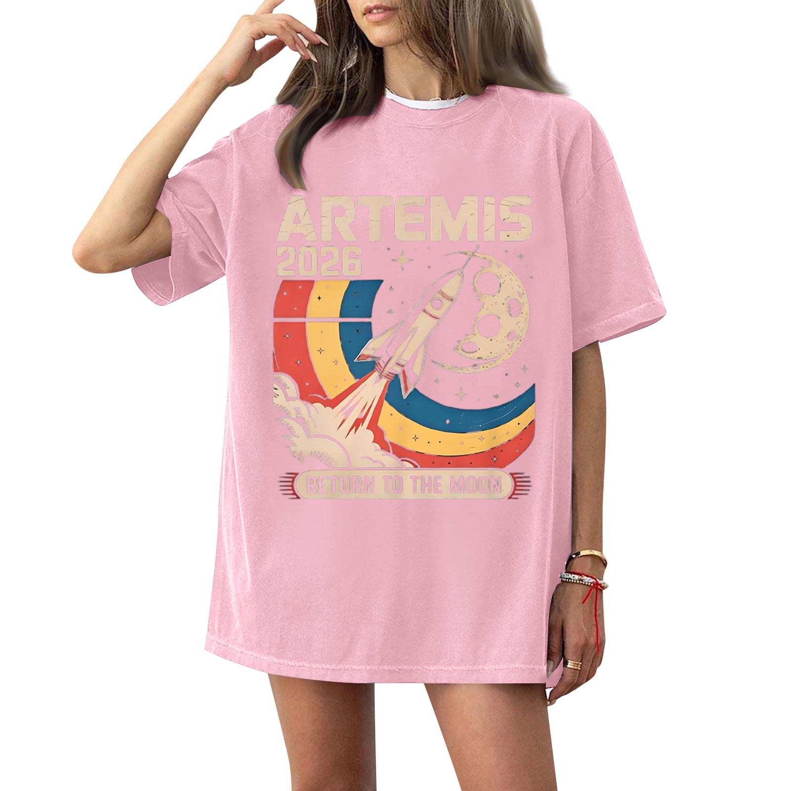 

Women s Casual Short Sleeve T-Shirt Round Neck Top Printed Design Lightweight Comfortable Fit Summer Wear XXXL рожевий