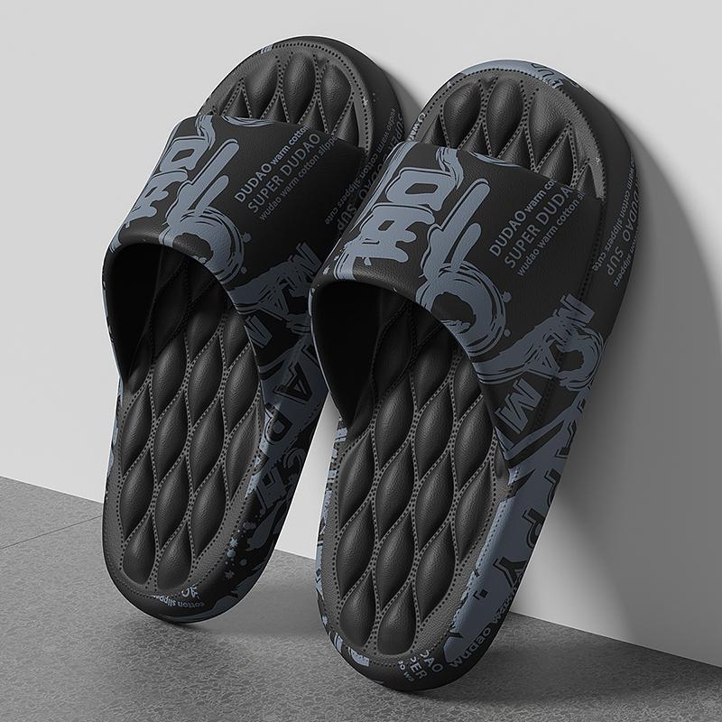 QYCKABY Men's Flip-flops Summer Slippers Printing Sandals Trend Anti Slip Shoes EVA Slippers Fashion Male Massage Beach Footwear