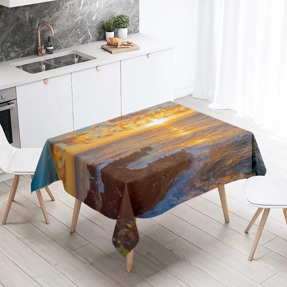 Beautiful Natural Scenery Printed Tablecloth Stain Resistant Waterproof Outdoor Camping  Kitchen Table Home Decor