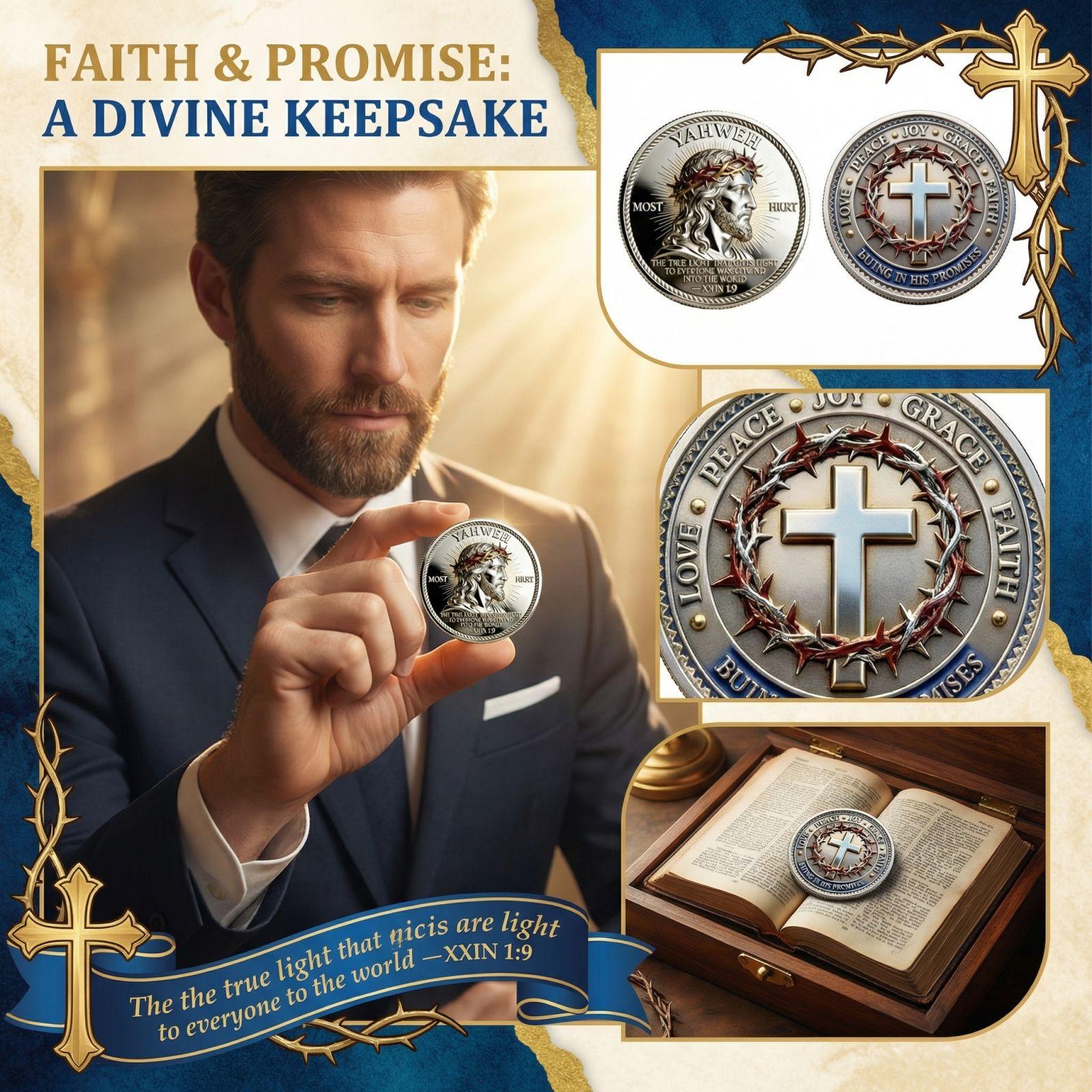 Commemorative Challenge Coin With And Cross Design, Inspirational Religious , And Gifts One Size