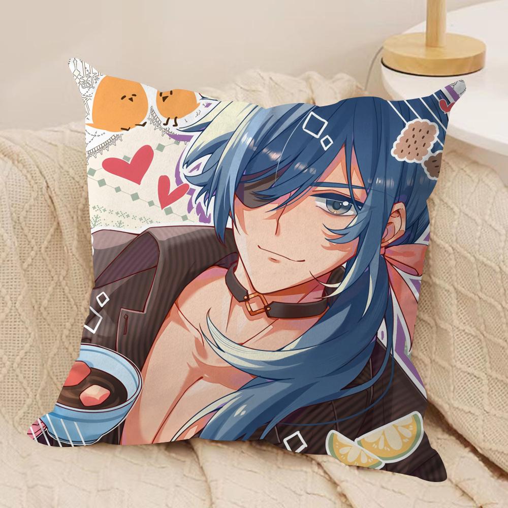Kaeya Cute Genshin Impact Cushion Cover Silky Short Plush Invisible Zipper Dustproof Sofa Pillow Case For Home Decor