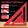 Aluminum Alloy Rafter Square, Metric Scale Angle Drawing Carpenter Measuring Layout Tool, 0-90° Protractor Cast Protractor