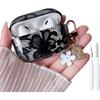 MINSCOSE for AirPods Pro/Pro 2 Clear Case,Cute Lace Flower Pattern Design with Trendy Keychain,Soft TPU Protective Shockproof Cover with Cleaner Kit