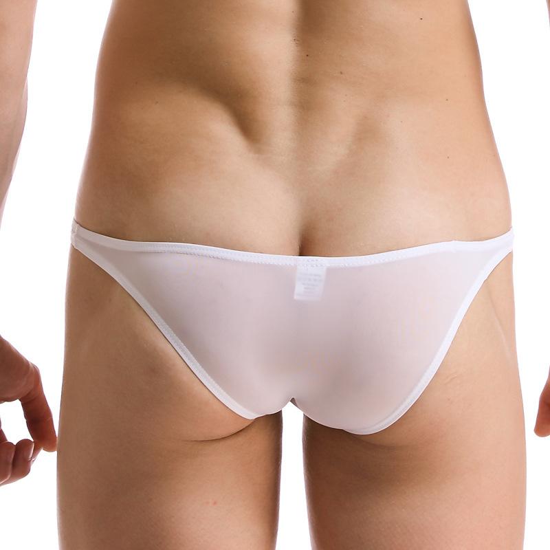 Pánské ledové hedvábné tanga trojúhelníkové šortky ultra tenké průhledné prodyšné sexy pohodlné