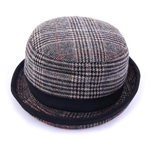 Manneri Pork Pie Large Size 62cm Various Options Men's Hat, (XL), (Glen Check, Red)