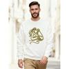 Men'S Casual Round-Neck Sweatshirt Featuring a Close Pattern of a Man And a Dog. 100% Cotton Printed Long-Sleeve Crew Neck Pullover