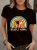 Women'S Casual Short Sleeve T-Shirt with Beagle Mama Graphic & Geometric Print - Machine Washable Ro
