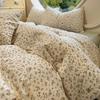 Fashion Floral Duvet Cover Set with Flat Sheet Pillowcase No Filler Girls Twin Full Queen Size Korean Soft Bedding Set