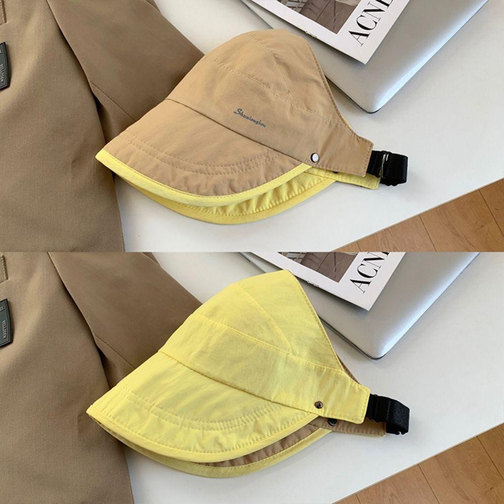 Portable Empty Top Women Sun Hat Wide Brim Sun Protection Outdoor Beach Cap Anti UV Folding Fisherman Hat
