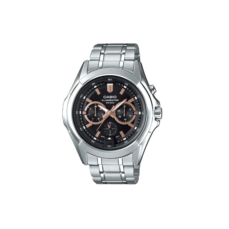 

Casio Standard Series Waterproof 50m Quartz Movement Stainless Steel Strap Watch Men watches Black MTP-E204D-1AVDF Black Dial