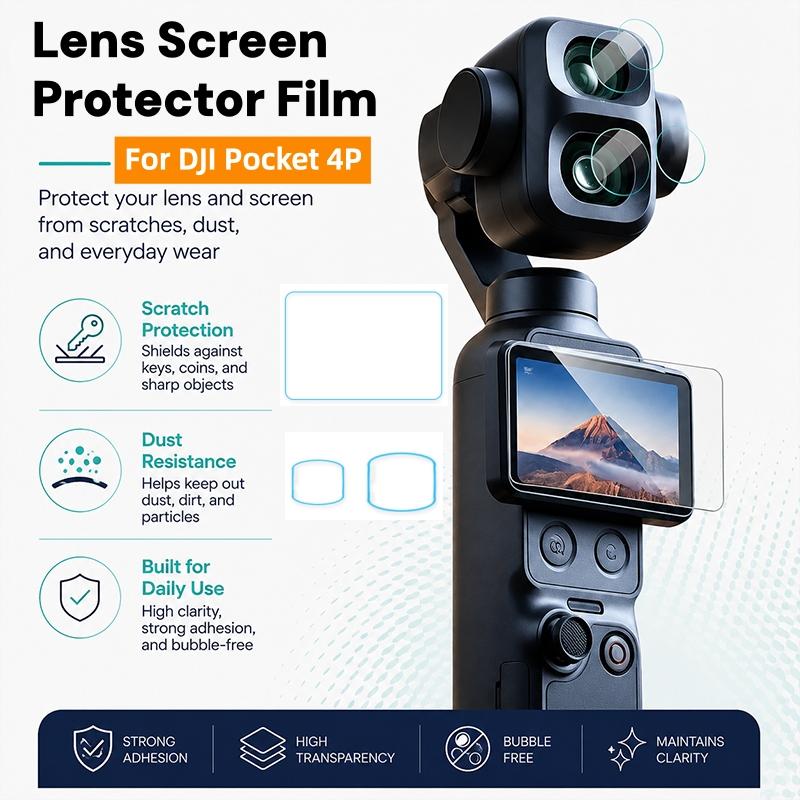 For DJI Osmo Pocket 1P 9H Tempered Glass Ultra-Clear Glass Camera Lens Screen Protector Film For DJI Pocket 1P Accessories Set
