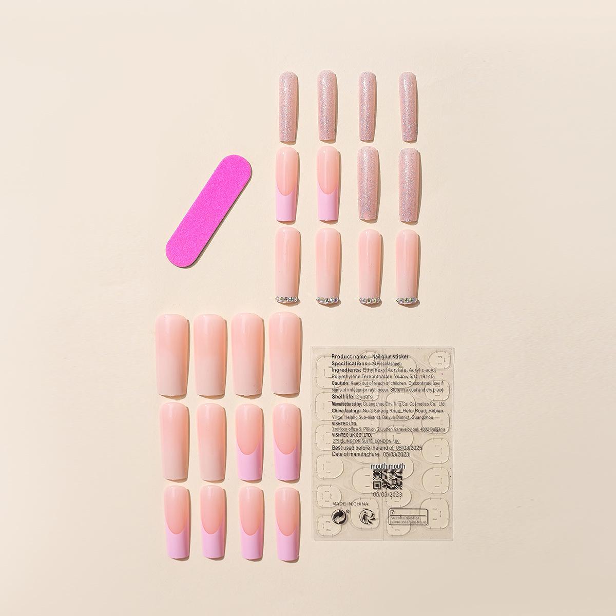 

Очень длинные европейские и американские прямоугольные типсы для накладных ногтей во французском стиле