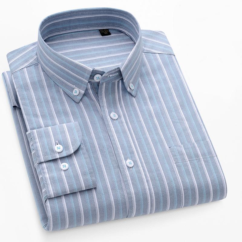Wysokiej jakości nowa koszula Oxford 100% bawełna z długim rękawem dla męskich koszul wizytowych miękka wygodna o regularnym kroju odzież codzienna męska