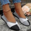 Flat Bottom Fly-woven Single Shoes Women's Color Matching Light Mouth Round Head Lazy Shoes