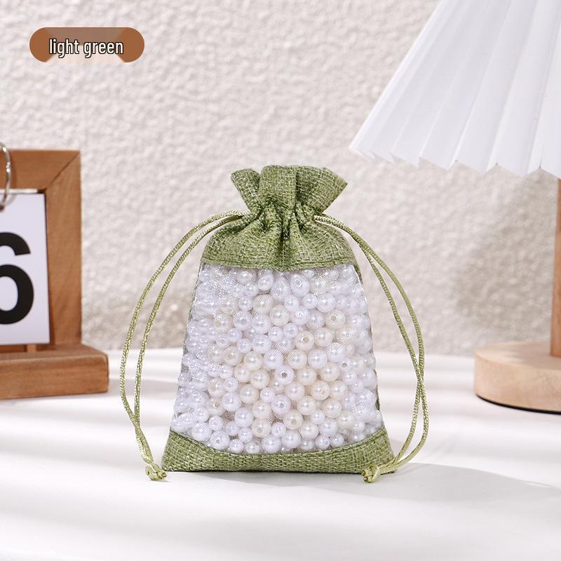 Drawstring Linen Jewelry Gift Bag - Composite Linen Storage Bag Available